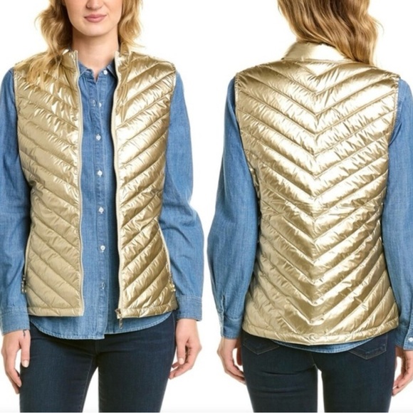 NWOT J.McLaughlin Metallic Gold Goose Down Lumi Vest Size Small - Picture 2 of 16